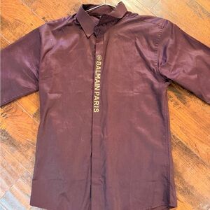 Balmain Men's Deep Purple Button Down Shirt